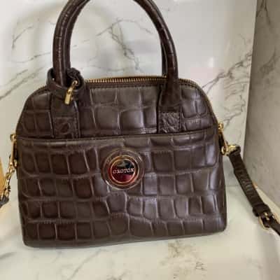 Oroton Womens Cross Body Bag Brown / Gold 