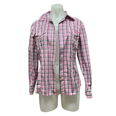 R.M. Williams Stockyard Womens 100% Cotton Size 10 Long Sleeve Shirt Blue / Gingham / Pink  