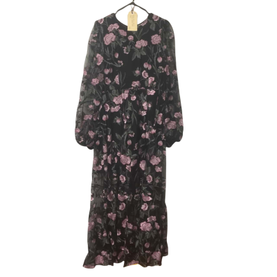 Womens  ASOS Size 18 Black Floral Maxi Dress 