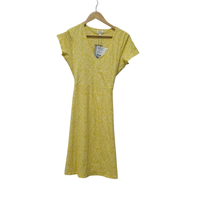 Country to Coast Womens  Size 10 Casual Dress / Floral Dress / Mini Dress / Short Sleeve Dress  White / Yellow 