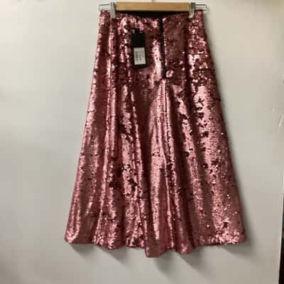 Portmans Womens  Size 6 A-Line Skirt Pink  sequinned (g)