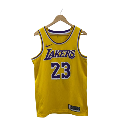 Nike Mens  Size M Basketball Jersey Yellow Lakers #23 "James"