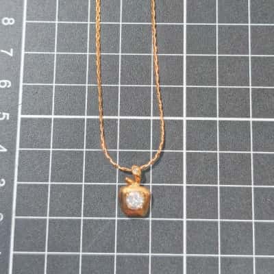  Womens Gold Tone Necklace Chain with Stone Pendant 