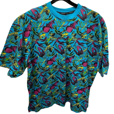  Mens  Irezumi New York Dinosaur Bones Size XXL Short Sleeve T-shirt Blue / Multicoloured 