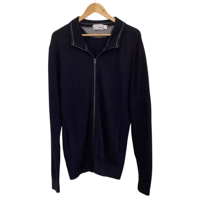 Trenery Merino Wool Mens  Size XL Zip-Up Jumper Navy Blue 