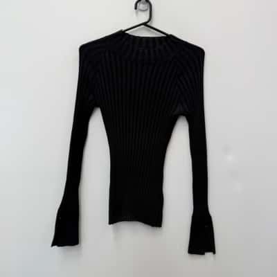 Minima Esenciales Black Ribbed Jumper - Size 10