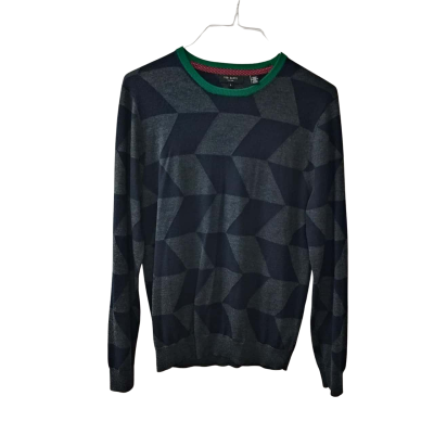 Ted Baker Men's  Size 3 Crew Neck Jumper Green / Grey / Navy Blue 