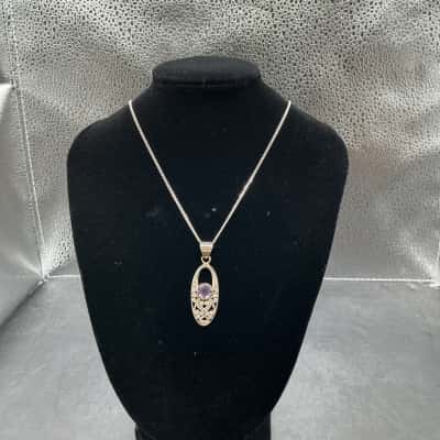 Womens Necklace Purple / Silver 