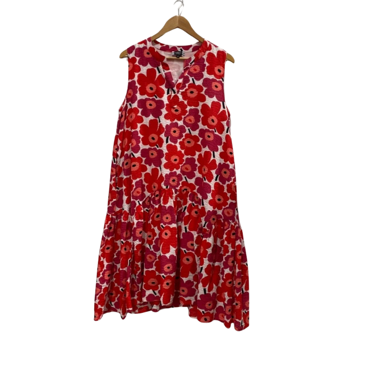 Clarity By Threadz Red/Pink Floral Sleeveless Dress Size M