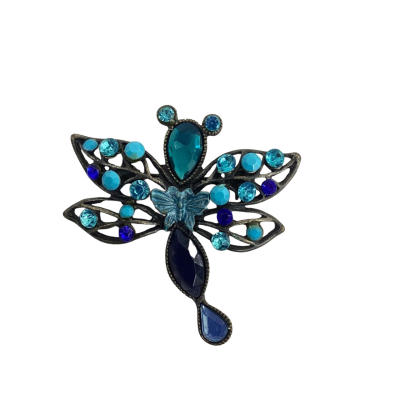 Vintage Womens Brooch Blue  Dragonfly  