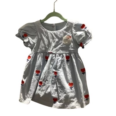 Jack & Milly Kids  Size 00 Set Blue with Embroidered Heart Flowers Dress with Pants  RRP $34.9(Baby)