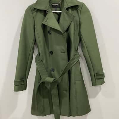 Forever New Womens  Size 6 Trench Coat Green 