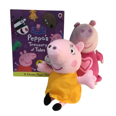 Peppa Pig Plush Toys and Book as pictured
