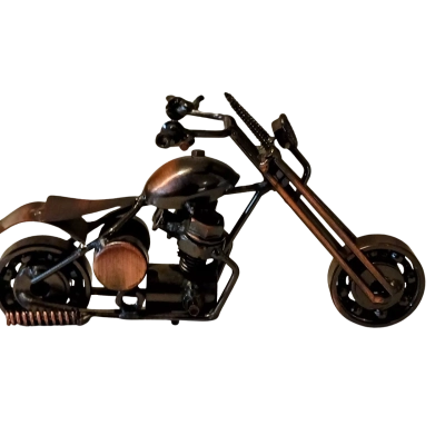 Vintage Metal Motorcycle Movable Wheels 