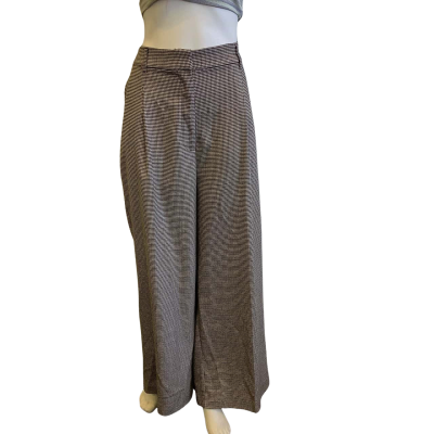 BNWT French Connection Women's Size 16 Wide Leg Pant Brown Hounds Tooth  