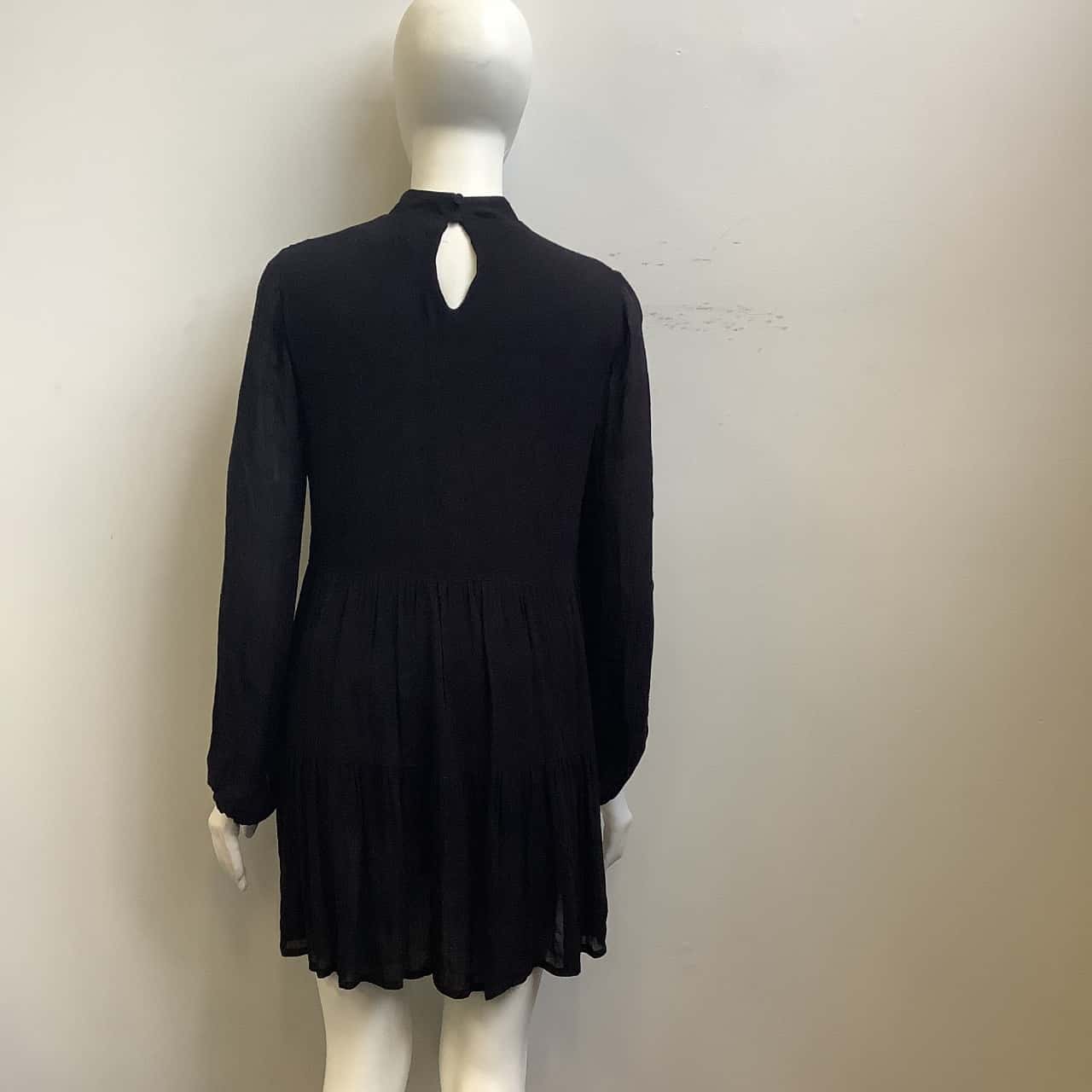Kookai Womens Size S Long Sleeve Crepe Mini Dress Black(s)
