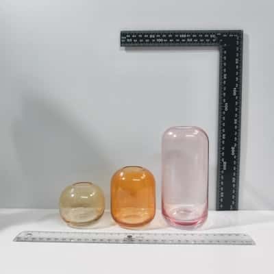 Set of 3 MultiColoured Vases s,m,L PreOwned Blown 