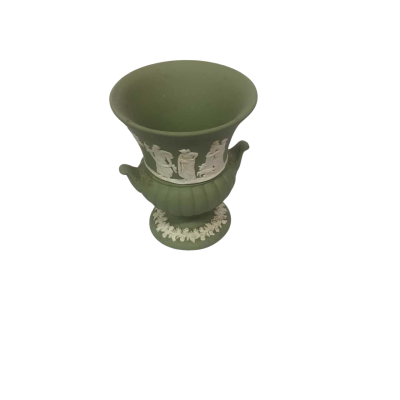 Wedgwood Jasperware Green/White Small Urn Bud Vase