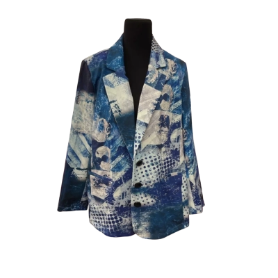 Grace Hill Women’s Gorgeous Blue Patterned Jacket  Size 18
