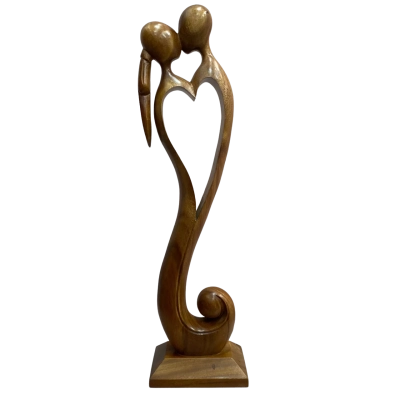 Handcrafted Wooden Sculpture - Kissing Couple