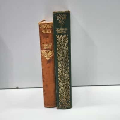Antique Vintage Charlotte Brontë Hardcover Book Pair Jane Eyre Ward Lock Shirley