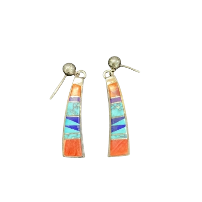 Native American TSF Sterling stone inlay earrings