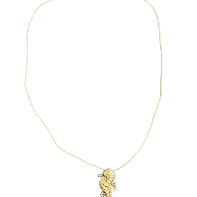  Womens 18k white gold plated 21cm necklace. Stirling silver enamelled seahorse. 