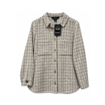 Beme Women’s Gingham Button-Up Top Beige Cream Size 16 BNWT
