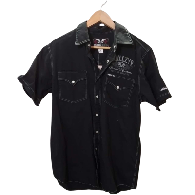 Bullzeye Mens Size M Short Sleeve Shirt Black  