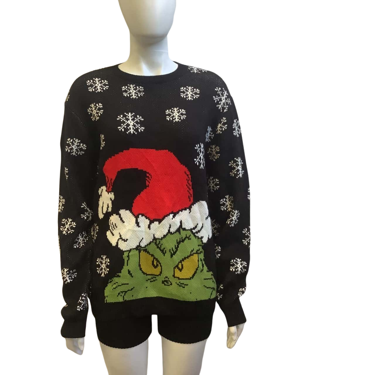 Asos Design Mens Size M The Grinch Christmas Snow Flake Jumper Black ...