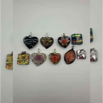  9 x Assorted Glass Pendents