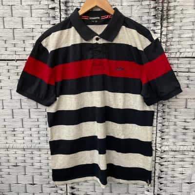 Connor Mens  Size XL Polo Shirt Blue / Grey / Red / Striped 