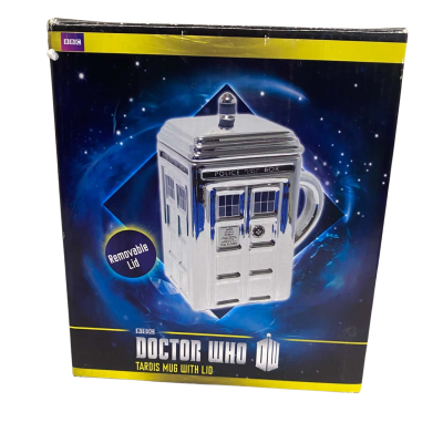 Doctor Who Chrome Tardis Ceramic Mug with removable Lid