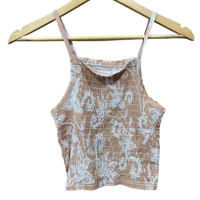 Minkpink Camel/White Patterned Cropped Top Size S