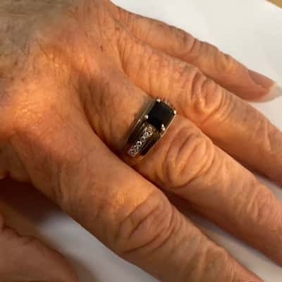 Sterling Silver Ring Black & White Cubic Zirconias Size 12