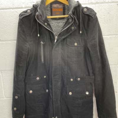bossini Mens  Size XXL Front Zipper / Hood Jacket / Winter Coat Black  