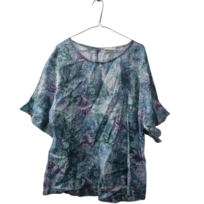 Fella Hamilton Women's Size L Short Sleeve Top Blue / Green / Pattern / Purple 