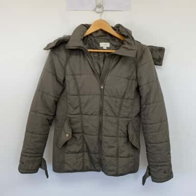 Witchery Khaki Hoodie Winter Jacket  Size 8 