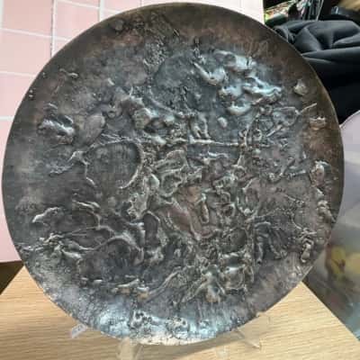 Brutalist Ernst Fries Australian Handcrafted metal war art signed 