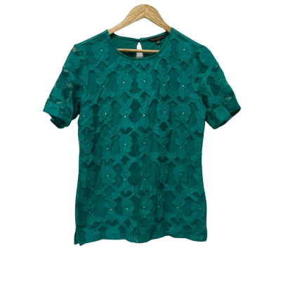 Liz Jordan Womens  Size S Short Sleeve Top Green 