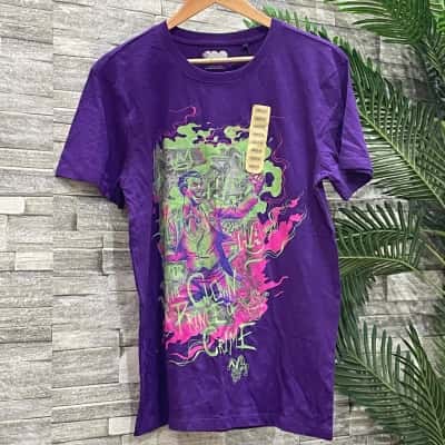 The Joker Mens  Size M Short Sleeve Shirt Green / Purple 