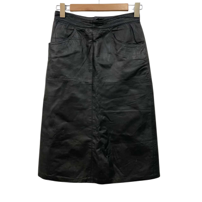  Womens  Size 42 Leather Skirt Black  