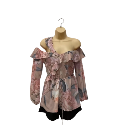 Pasduchas Womens  Size 8 Long Sleeve Top Floral / Pink  