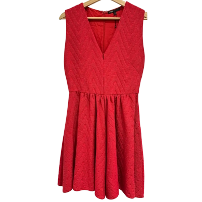 Maje Womens  Size 2 Cocktail Dress / Mini Dress / Party Dress / Pleated Dress / Sleeveless Dress  Red 