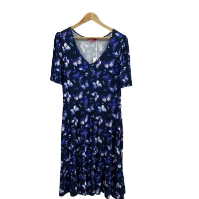 Review x Bromley  Womens  Size 16 Flutter By Jersey Dress Navy/Multi