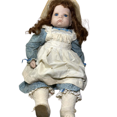 vintage porcelain Doll with blue eyes