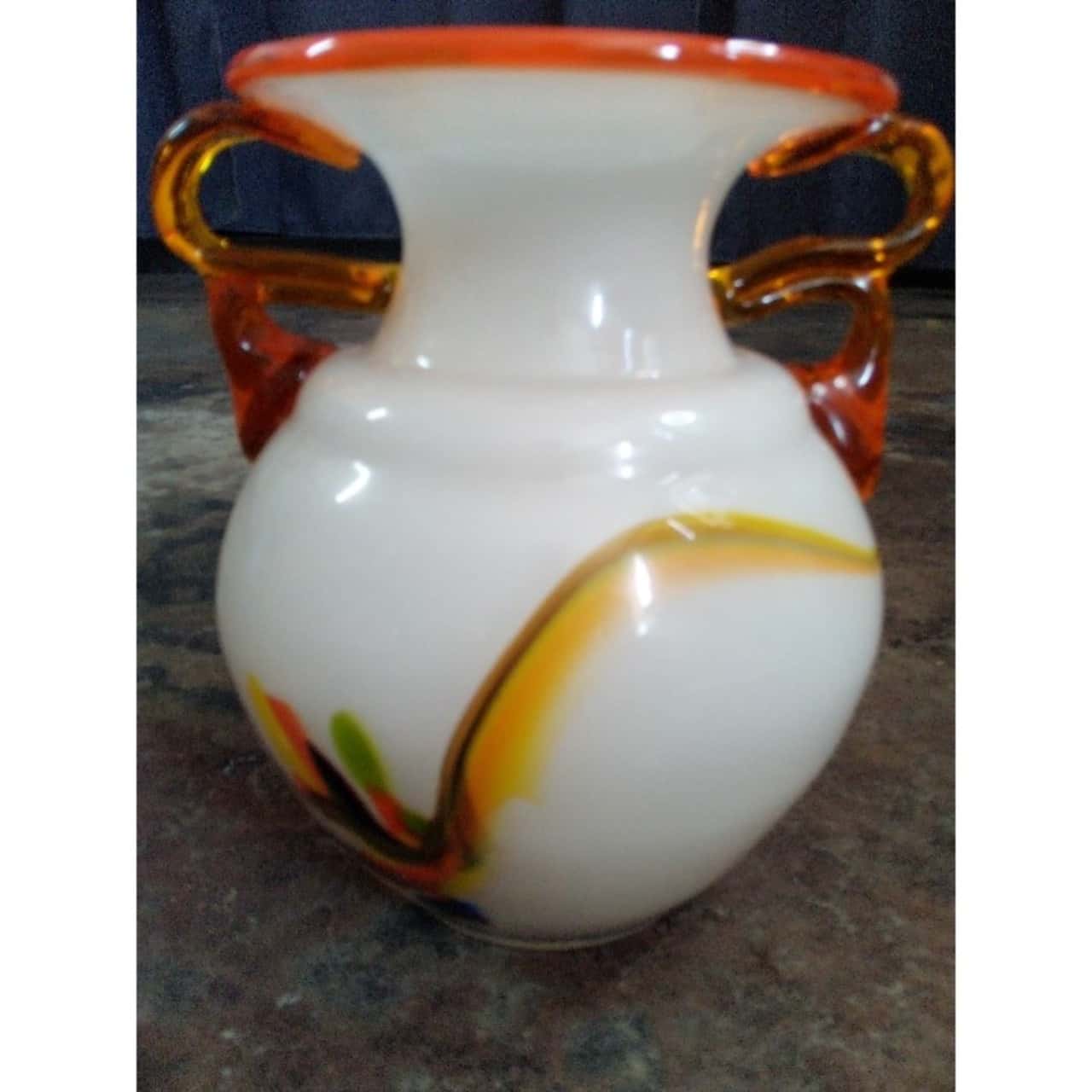 Swirly Orange Double Handled Glass Vase(s)