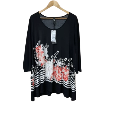 BNWT Taking Shape Womens Size 20 / L 3/4 Sleeve Black / Floral Top RRP $109.95