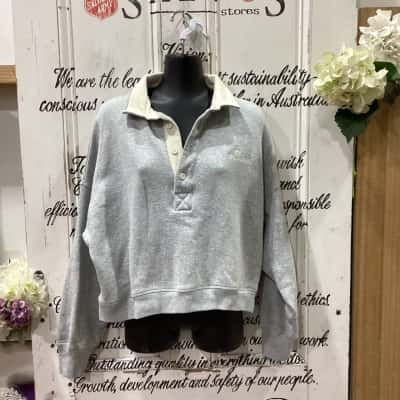 Diesel Brand!! NWOT HIGHLY SOUGHT AFTER LABEL GIANTS DIESEL!! CROPPED SHIRT COLLAR QUARTER BUTTON UP LONG SLEEVE THICK JUMPER!! Womens  Size M Cropped Jumper / Jumper Grey 