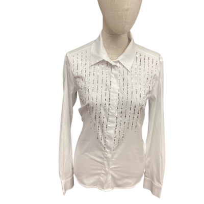 Monari -  Womens  Size 36 Long Sleeve Shirt White With Sequence 